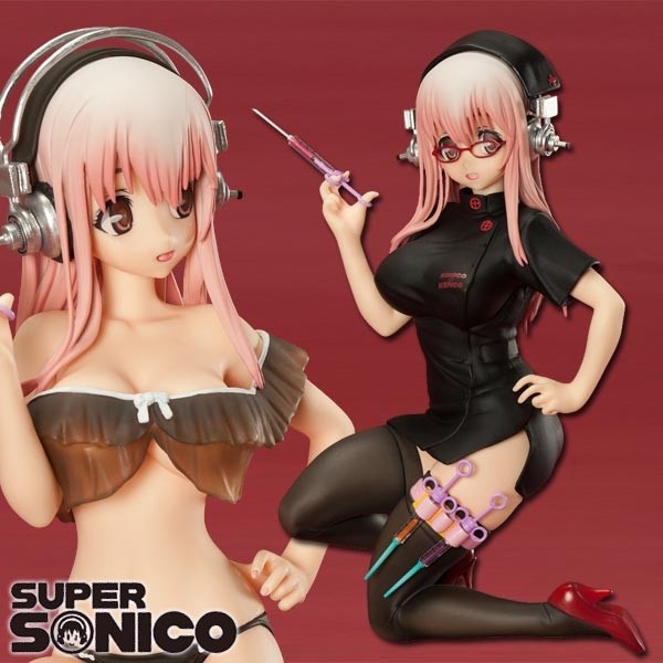 Nitro Super Sonic: Super Sonico Koakuma Black Nurse Ver. 1/7 Scale PVC Statue